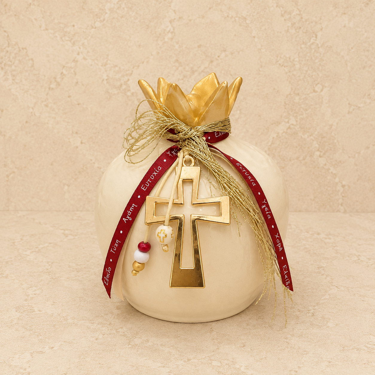 Cream Ceramic Handmade Pomegranate