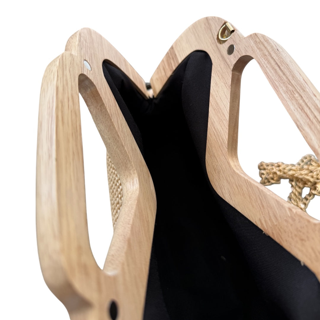 Wooden Handle Clutch Bag - Daisy