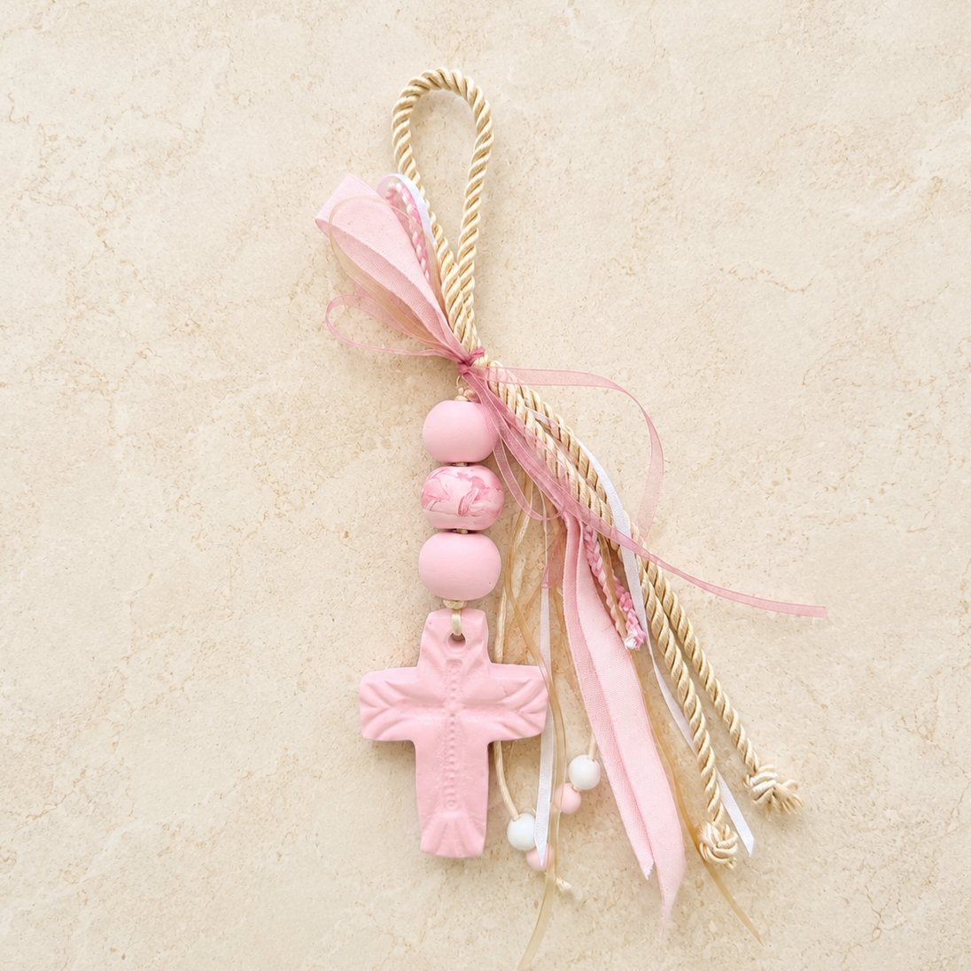 Baby Pink Cross Ornament