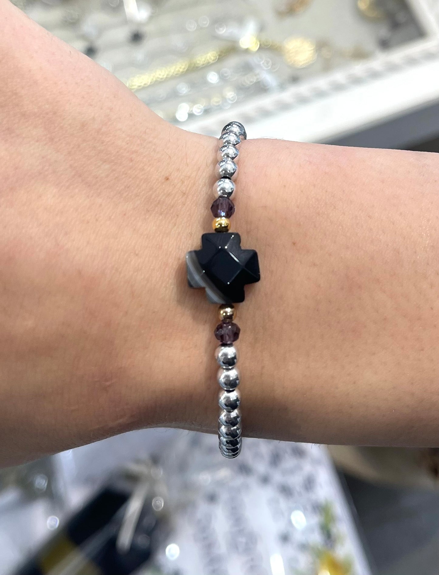Beaded Crucifix Bracelet