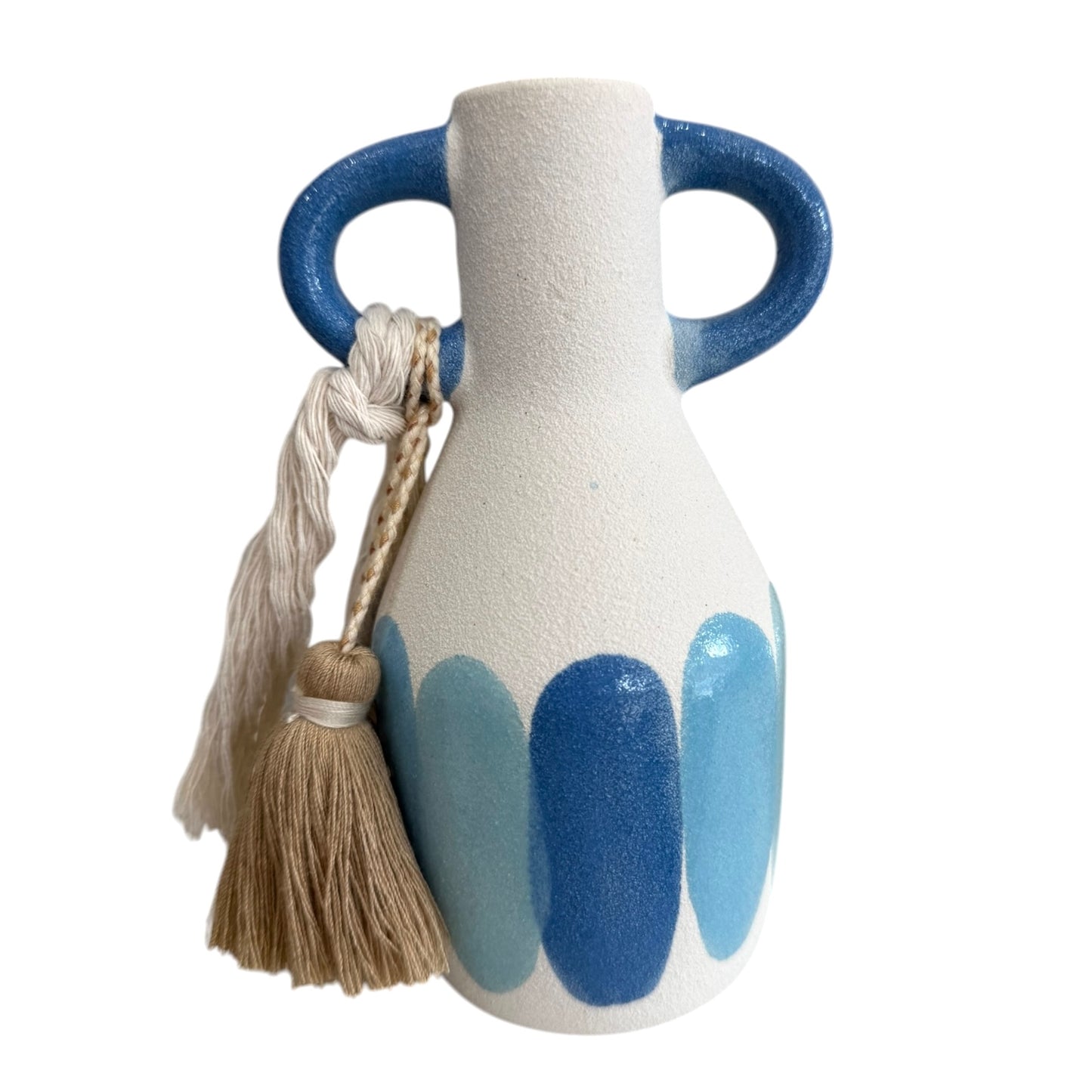 White & Blue Painted Vase - Small