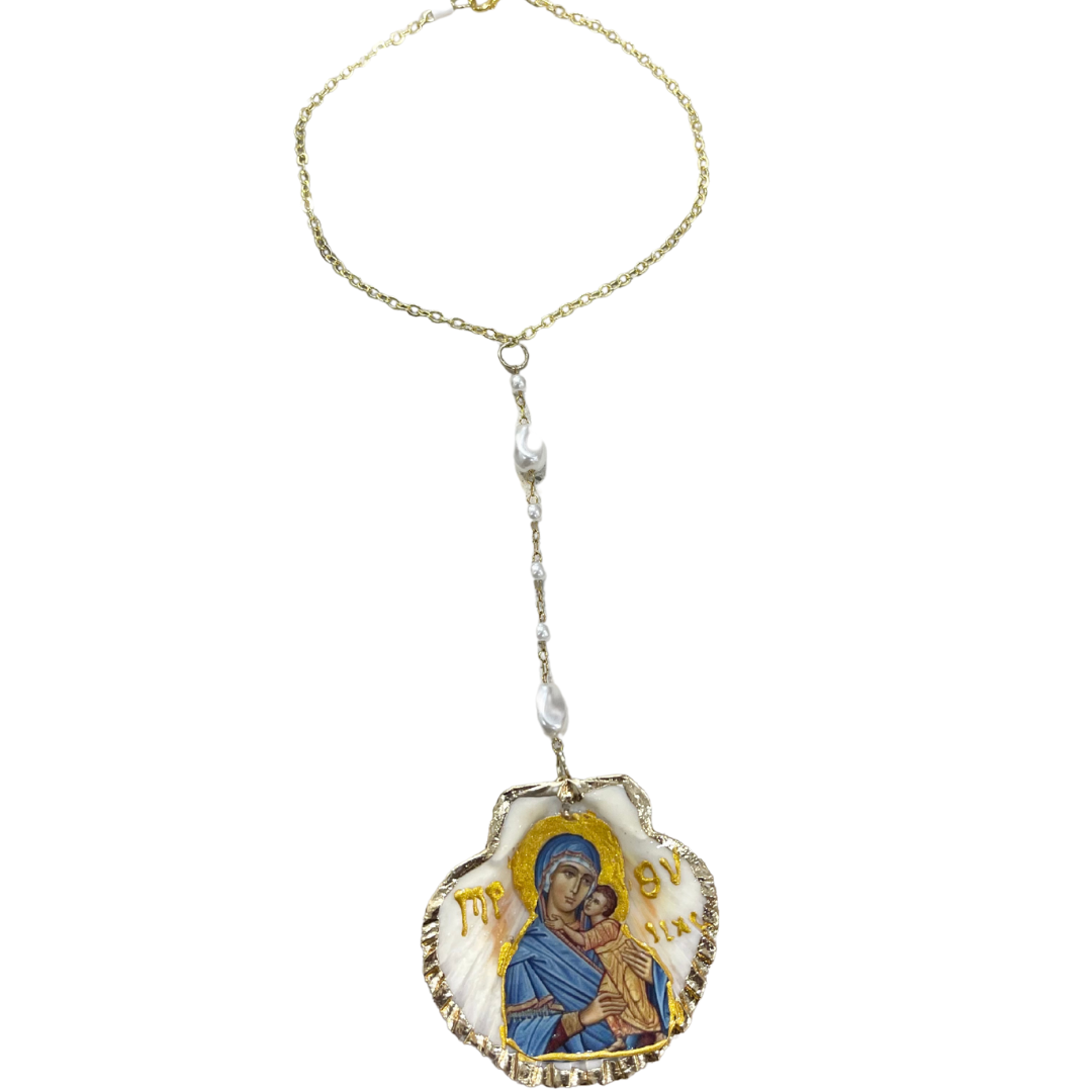 Christ and Mary Shell Car Ornament