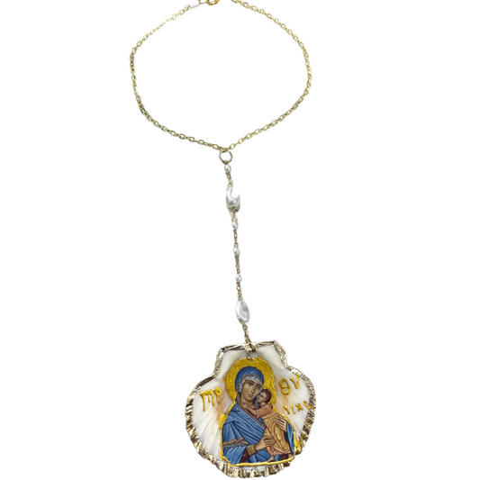 Christ and Mary Shell Car Ornament