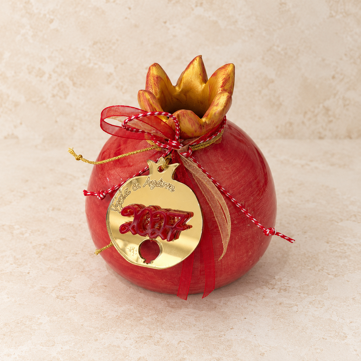 2027 Red Miniature Ceramic Pomegranate