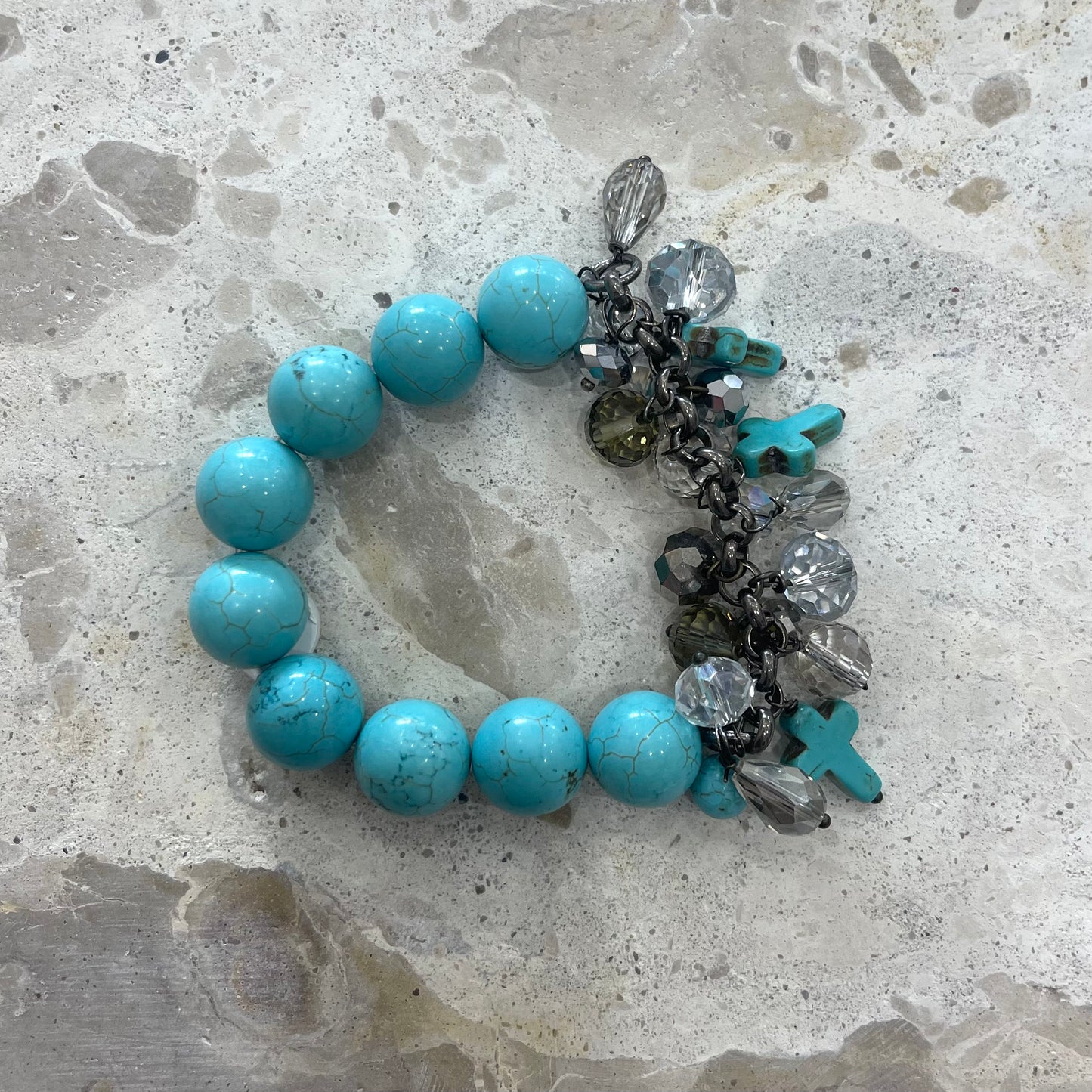 Turquoise Cross Charm Bracelet