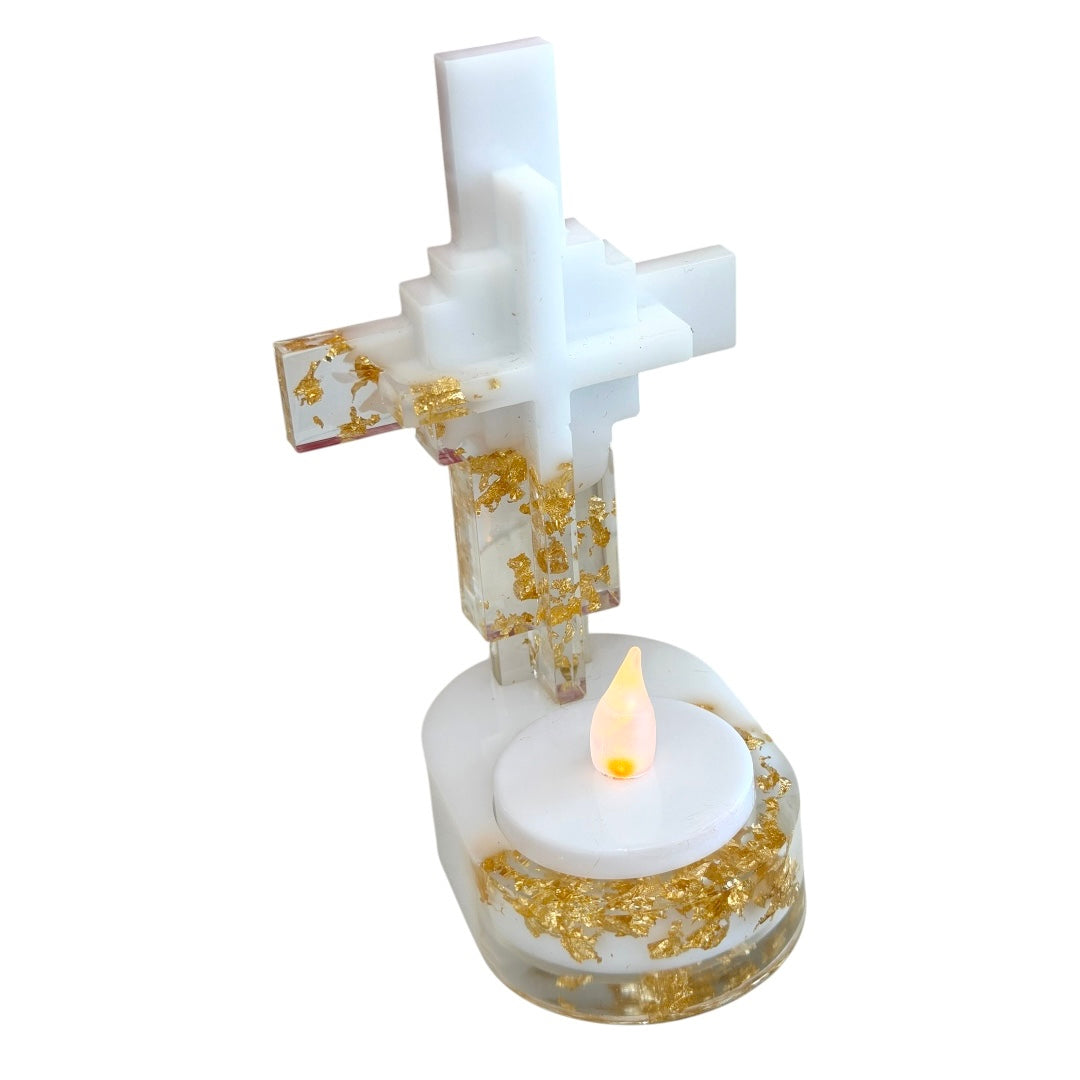 Resin Cross Tea-Light Holder