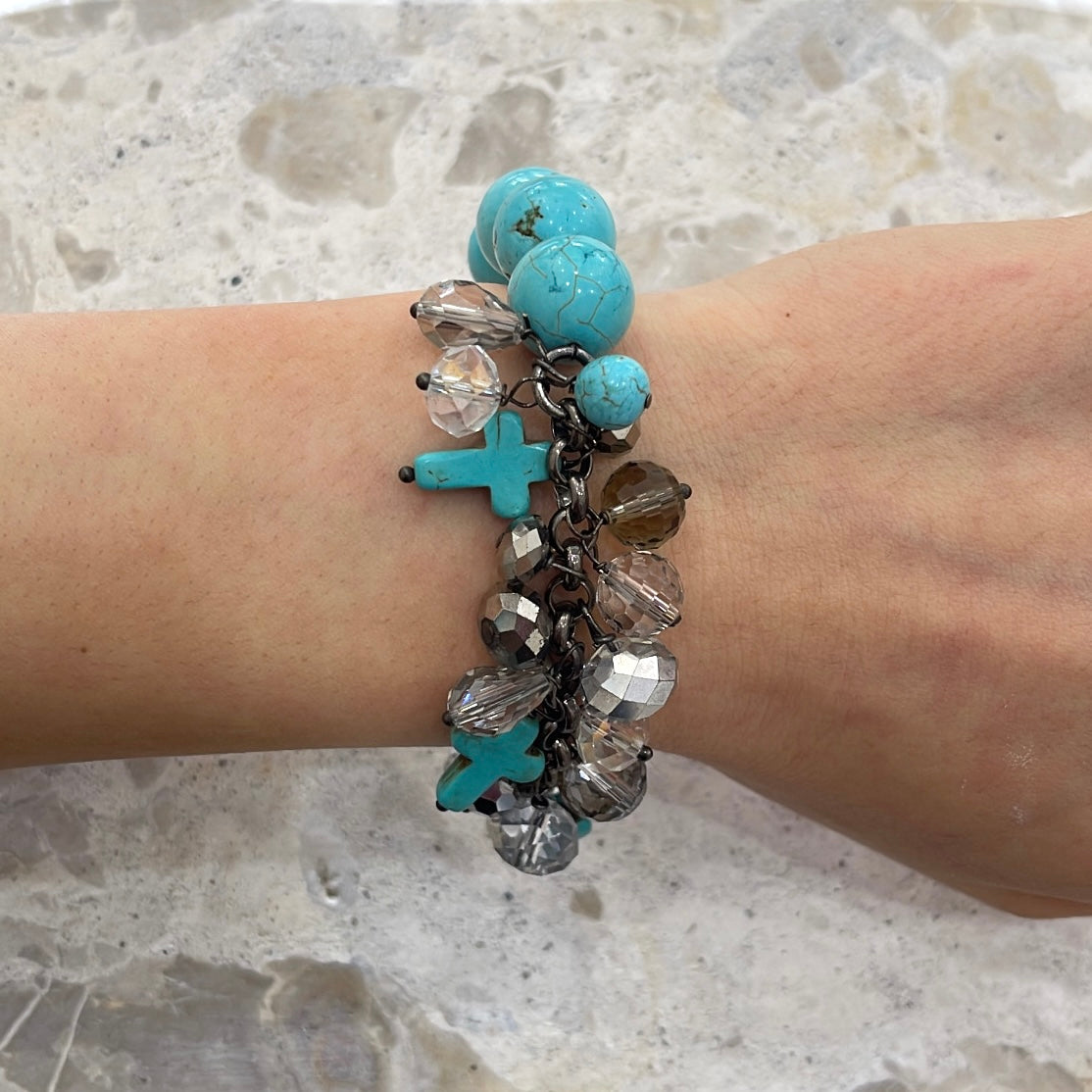 Turquoise Cross Charm Bracelet