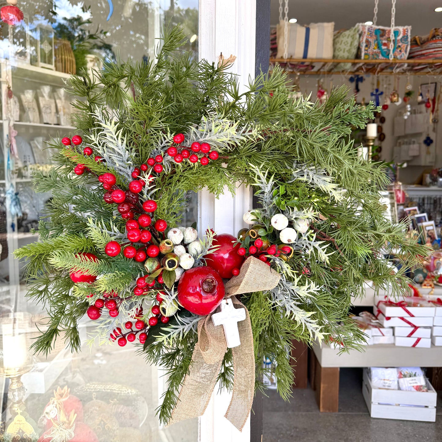 Handcrafted Red Pomegranate Christmas Wreath
