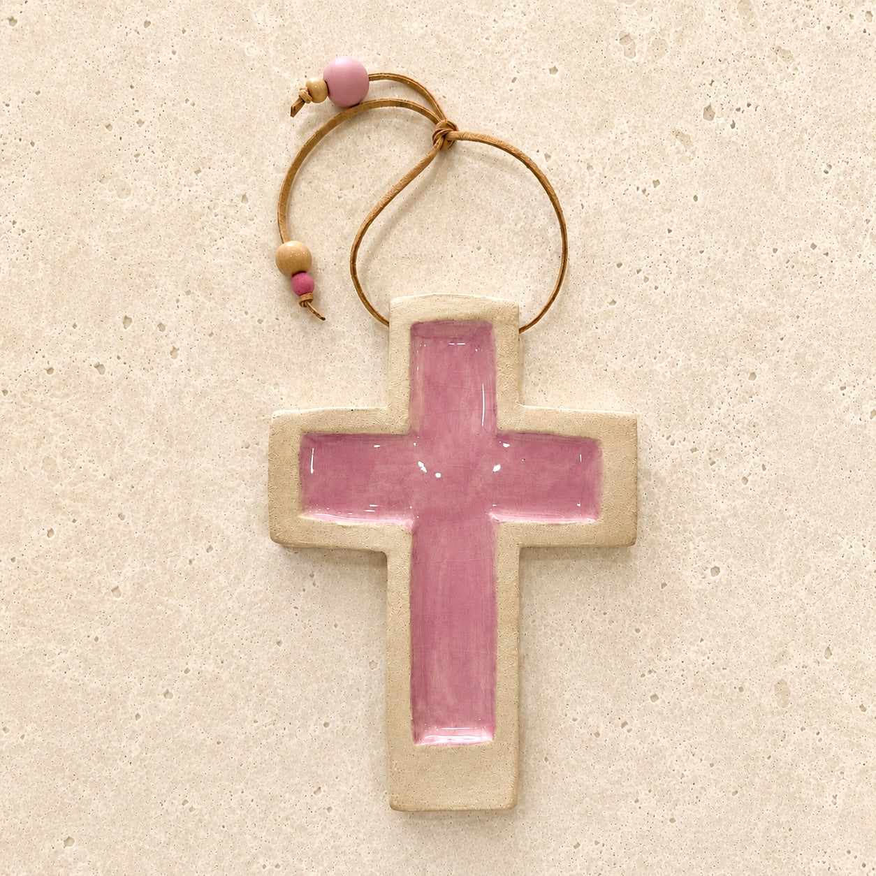 Santorini Pink Ceramic Cross