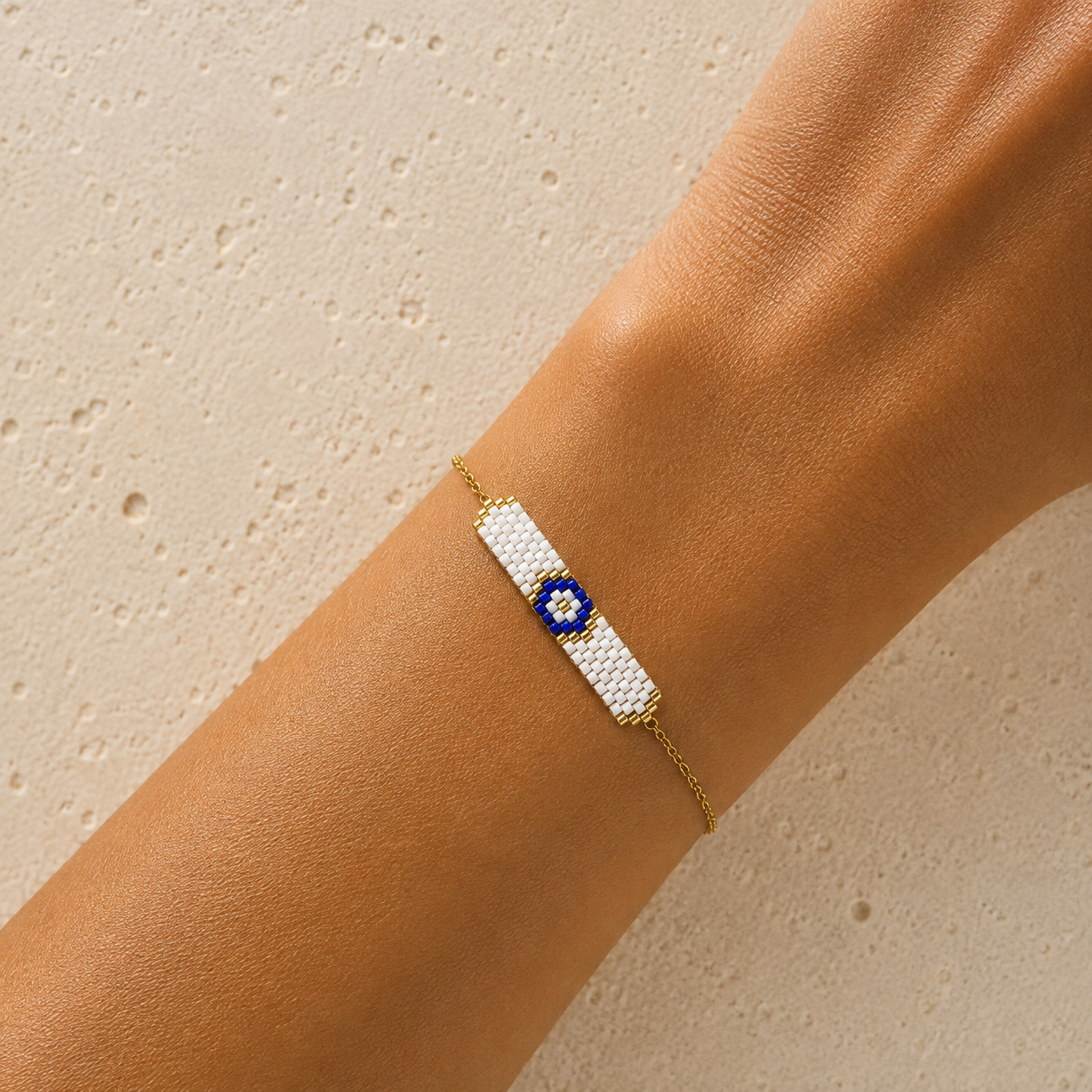 White Evil Eye Handwoven Bracelet