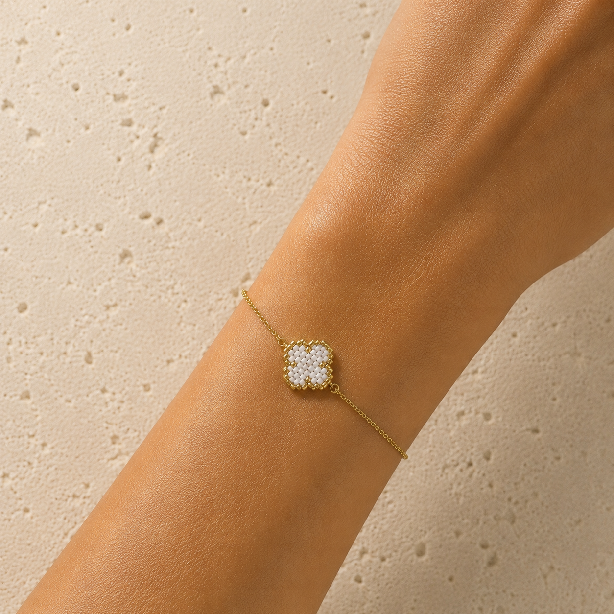 White Clover Handwoven Bracelet