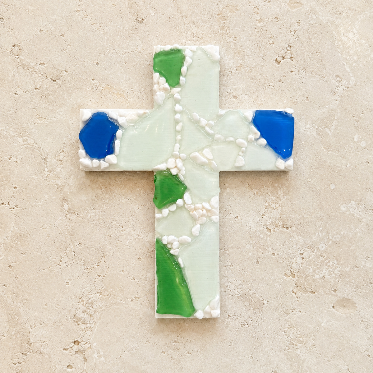 Sea Glass Wooden Cross