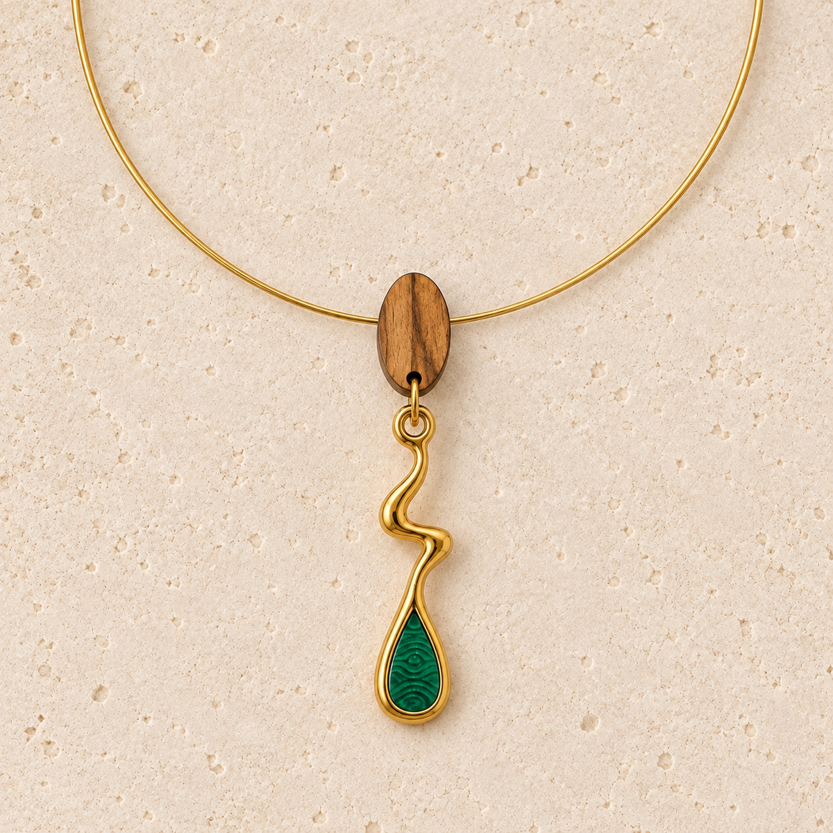 Olive Wood Drop Necklace