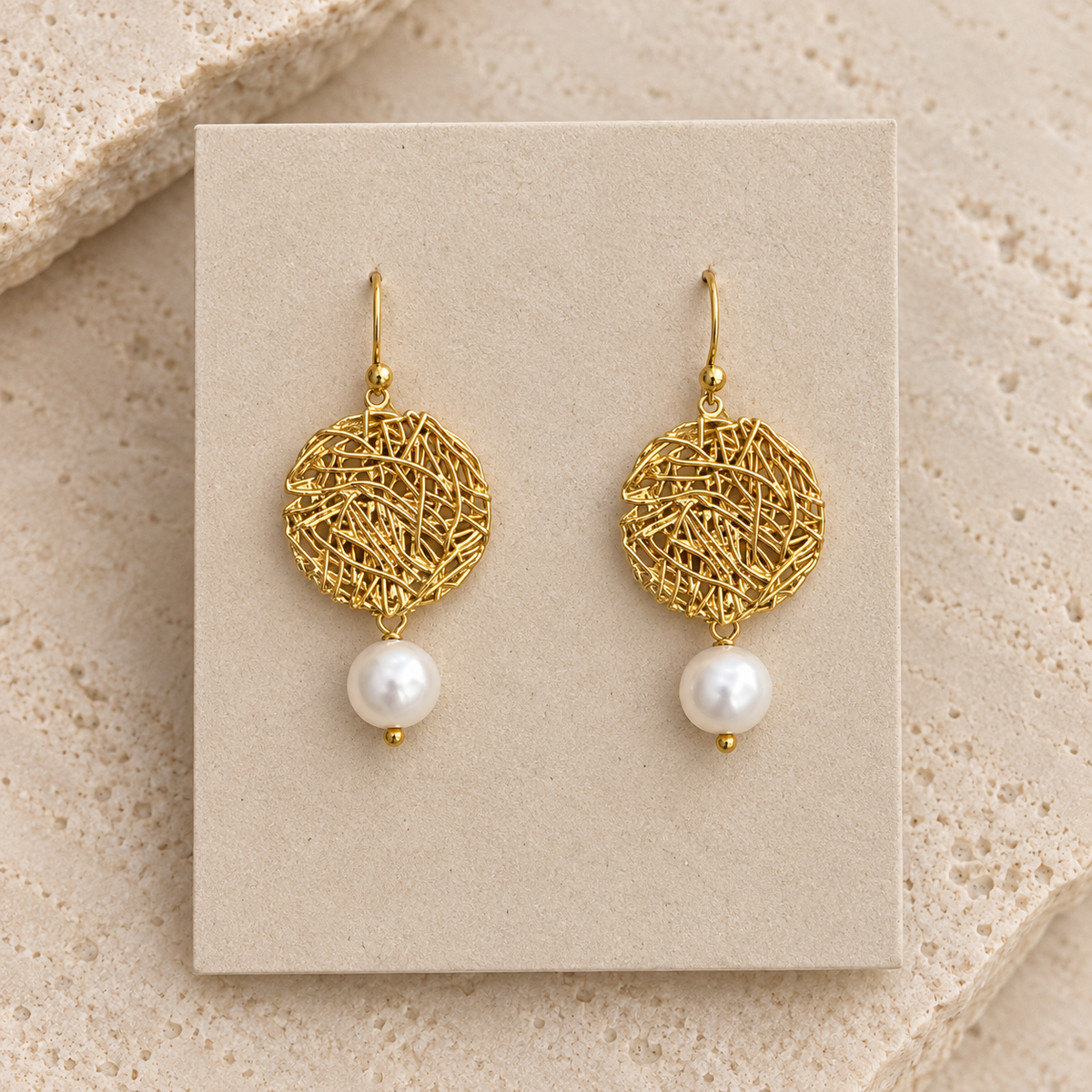 Woven Pearl Drop Earrings