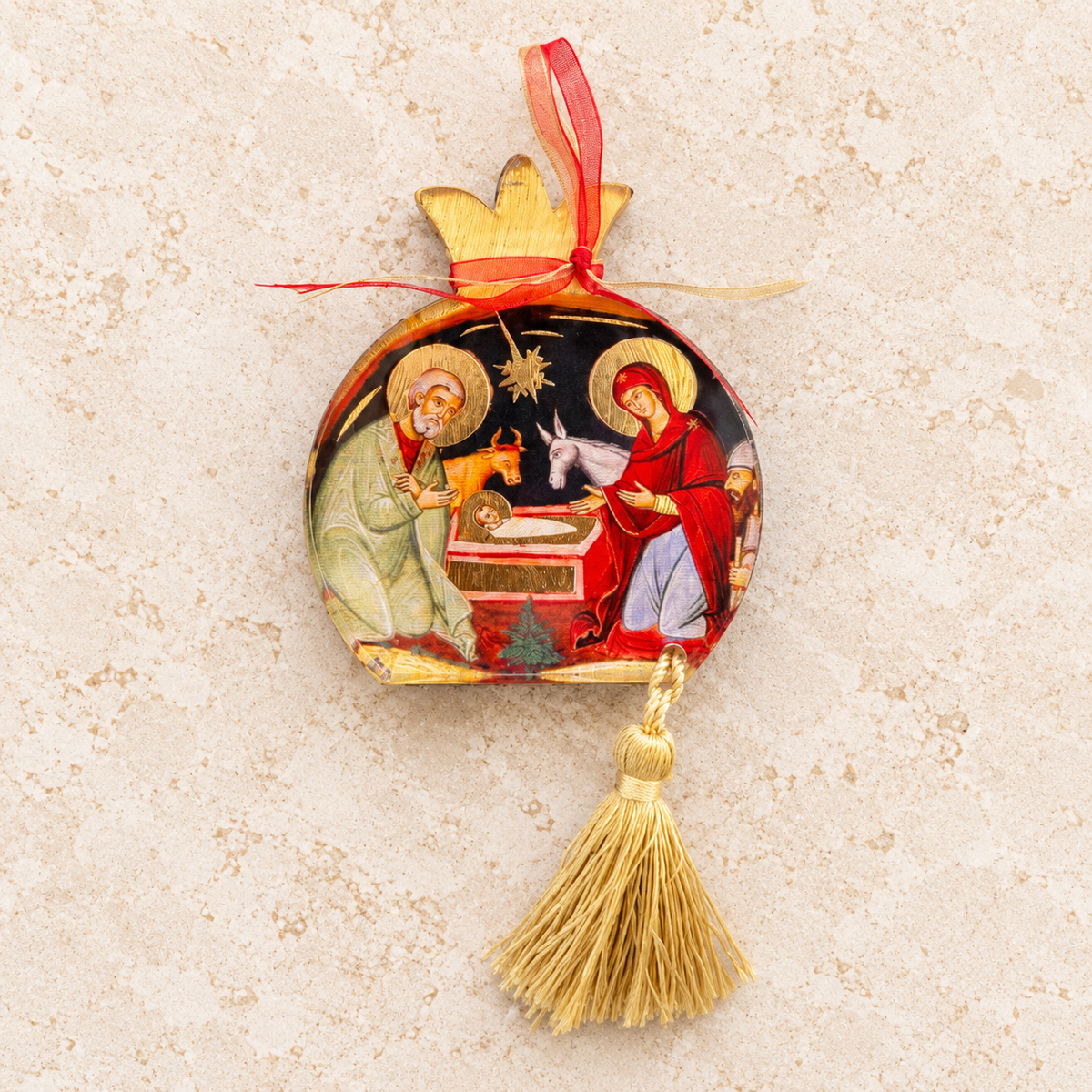 Nativity Pomegranate Christmas Ornament