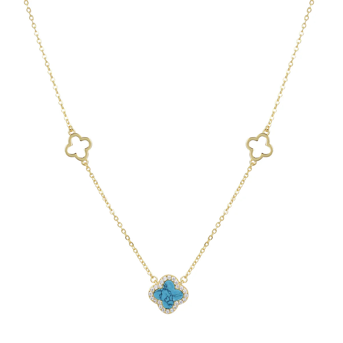 Arabella Turquoise Clover Gold Necklace