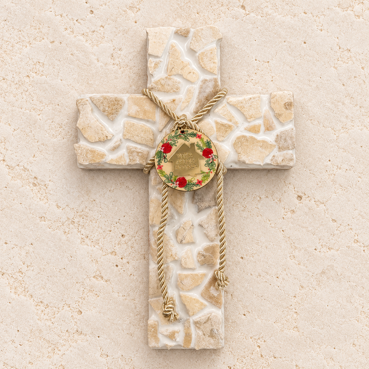 Marble Chip Wooden Cross