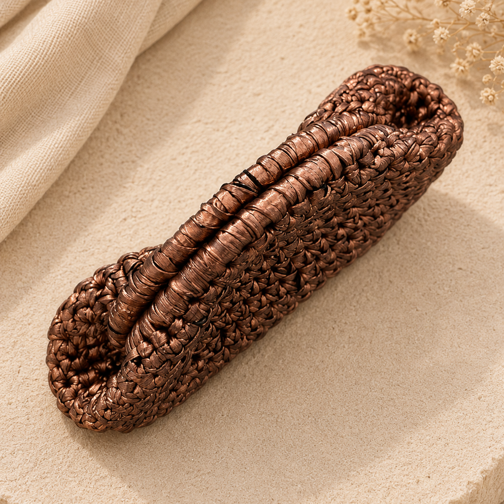 Hand Crocheted Metallic Bronze Clutch