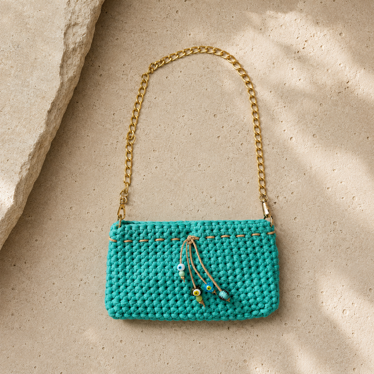 Turquoise Blue Hand Crocheted Bag