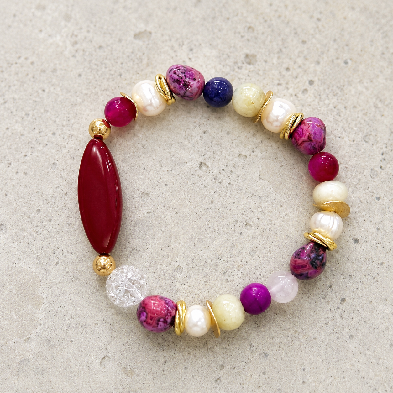 Gemstone & Fresh Water Pearl Beaded Bracelet