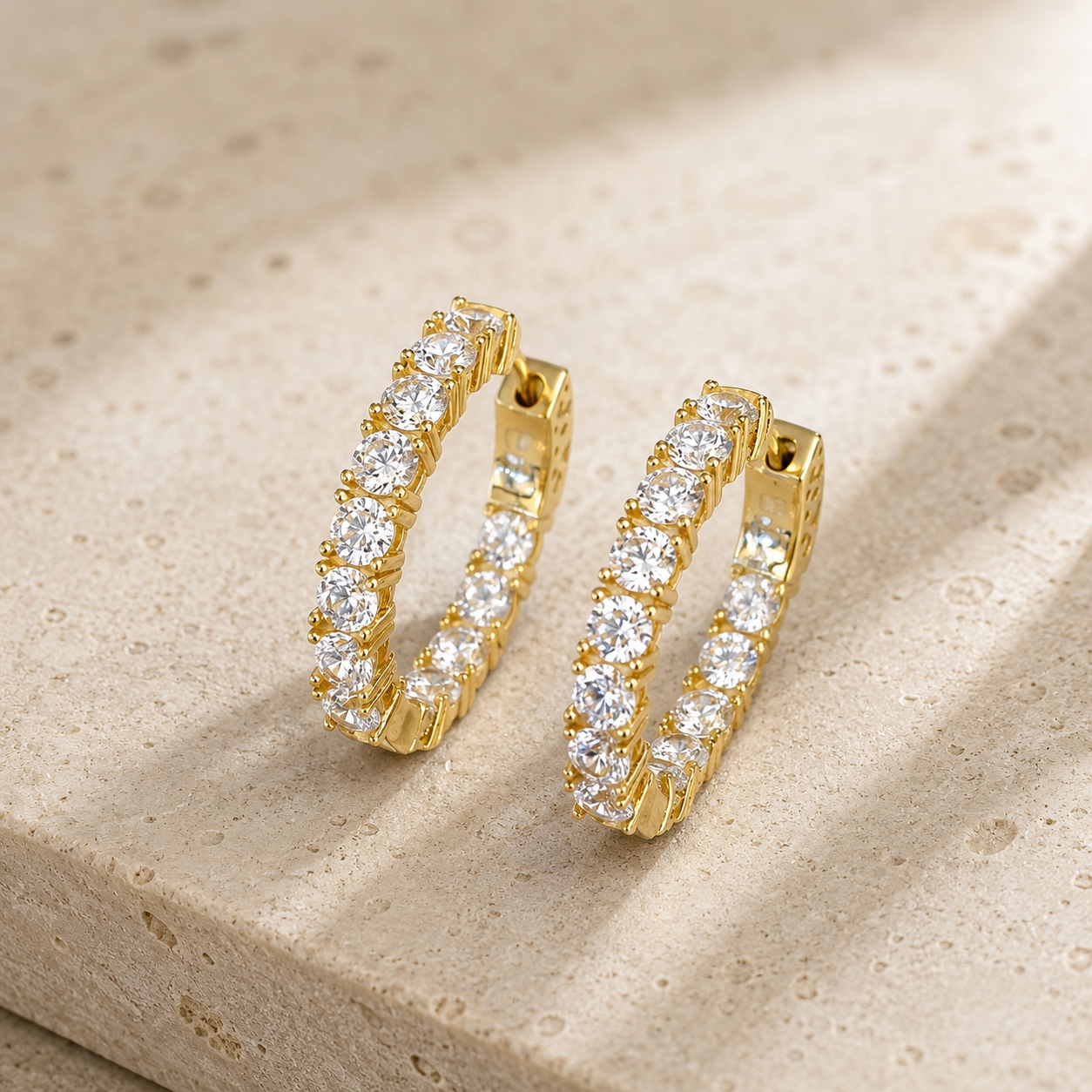 Eternity Radiance Inside-Out CZ Hoop Earrings Gold