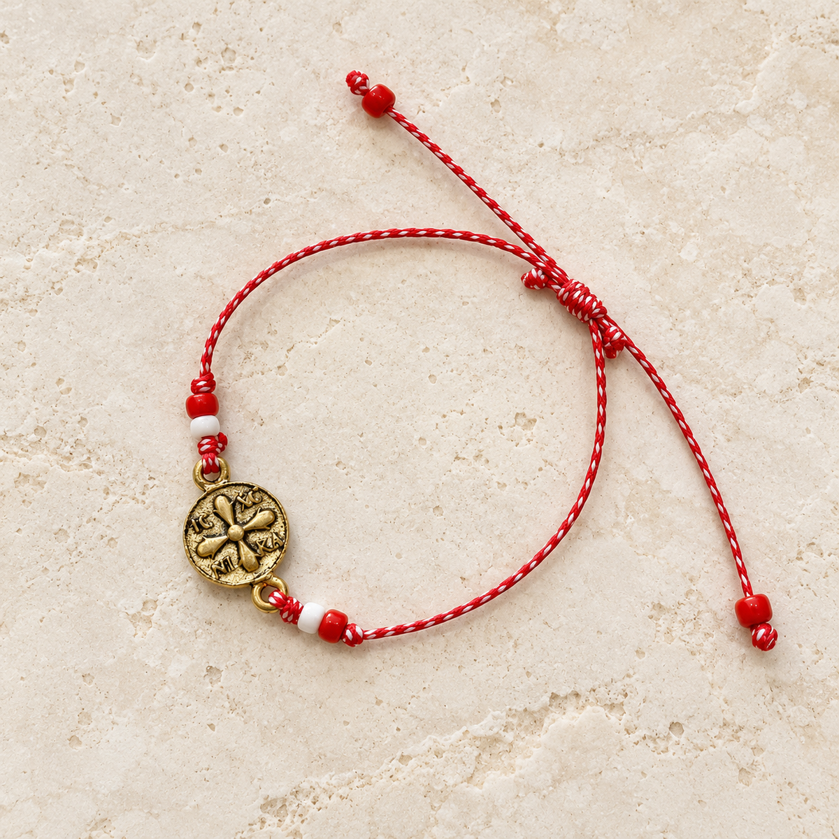 Red & White Bead Nika Cord Bracelet