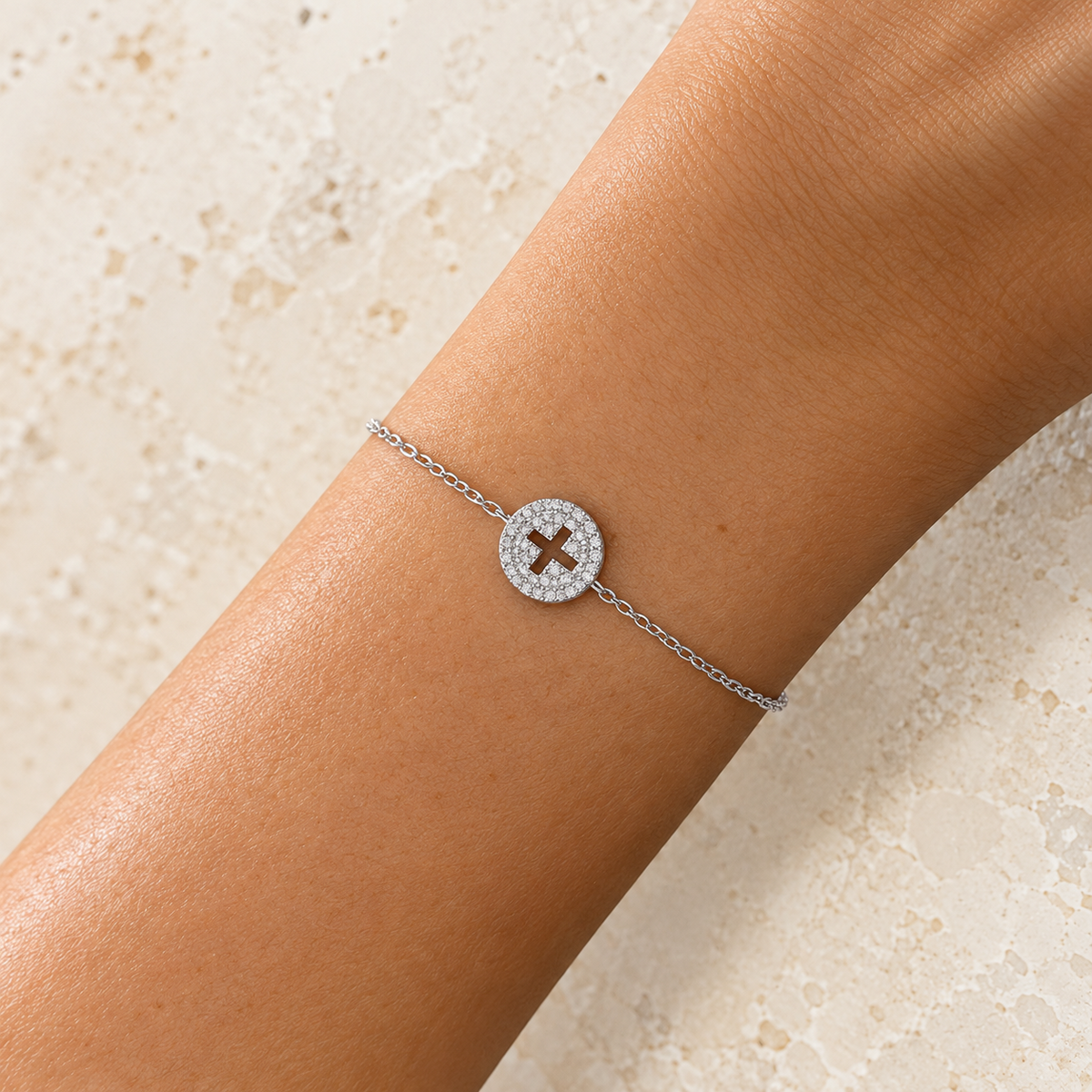 Cubic Zirconia Faith Silver Bracelet