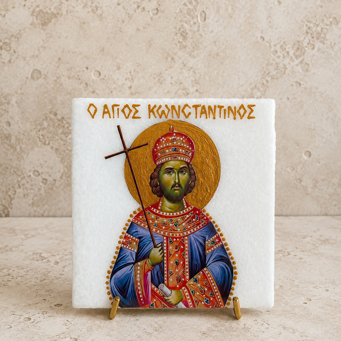 Saint Kostandinos Marble Icon