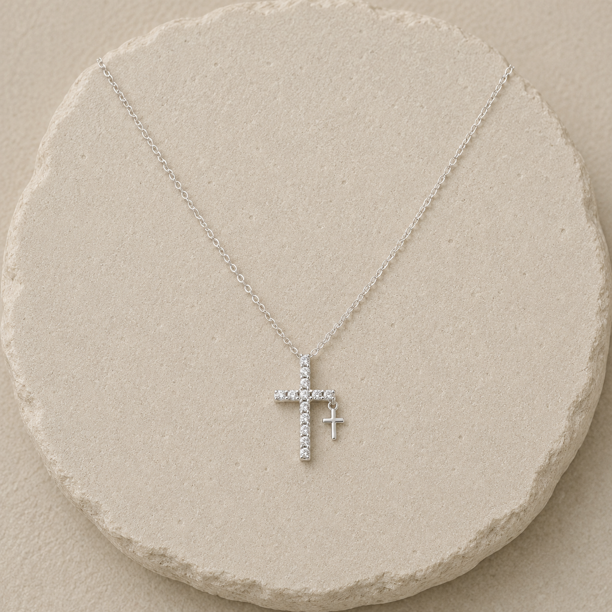 Double Cross Necklace Sterling Silver