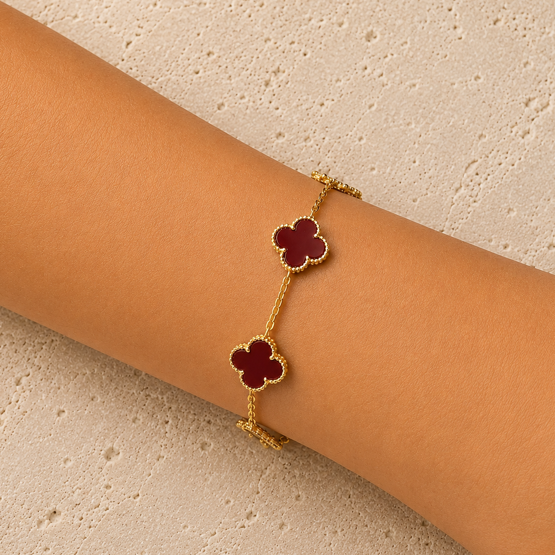 Red Clover Gold Bracelet