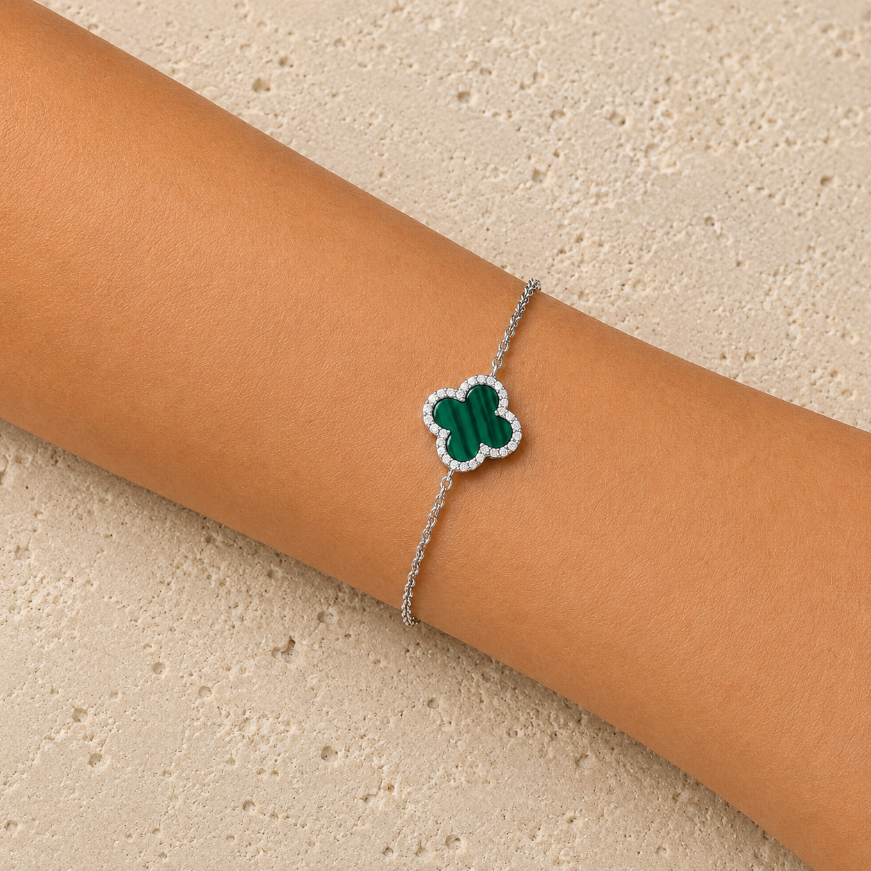 Green Clover Sterling Silver Bracelet