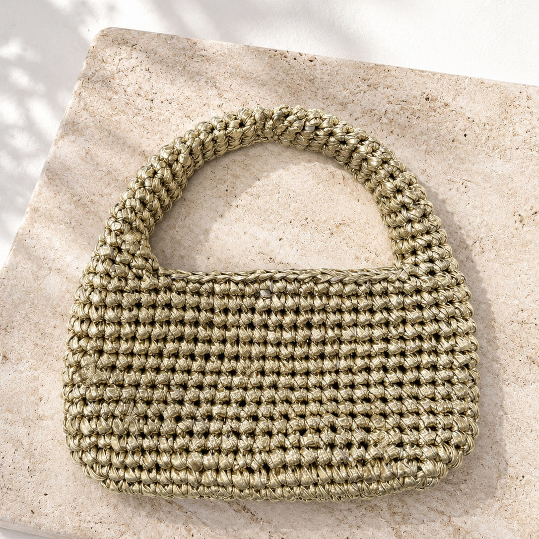 Hand Crocheted Gold Bag