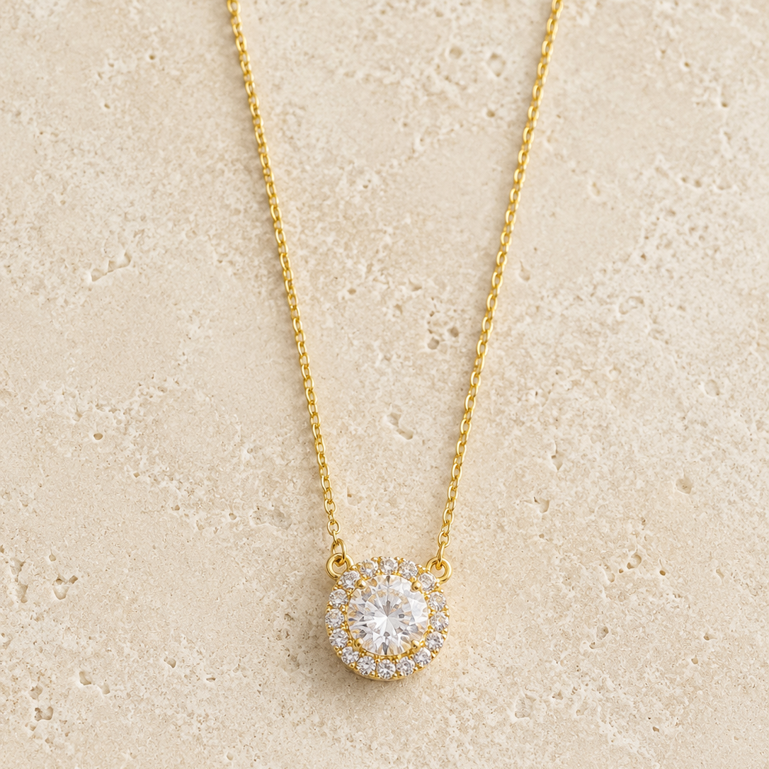 Cubic Zirconia Gold Necklace