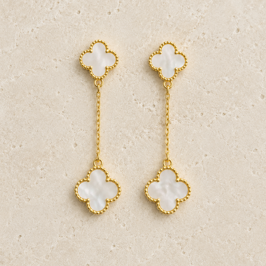 Mother Of Pearl Clover Earrings