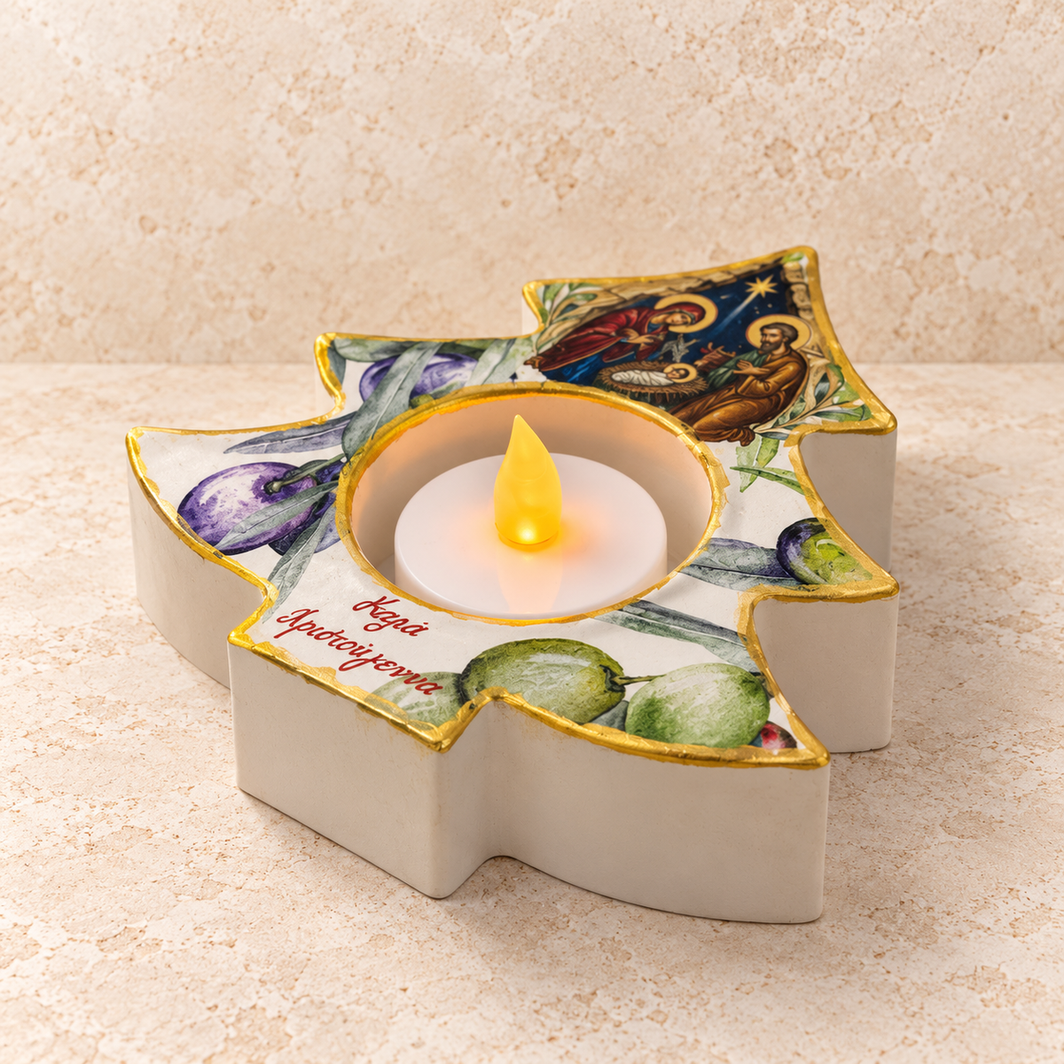 Nativity Christmas Tree Tea Light Holder