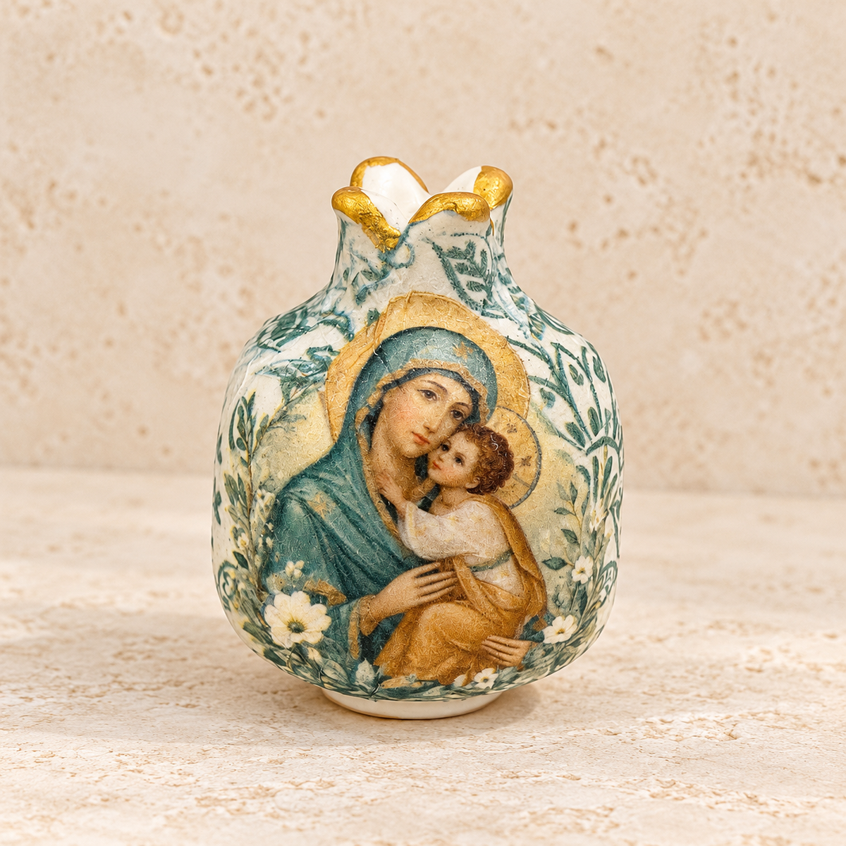 Mini Icon Pomegranate – Mary and Jesus