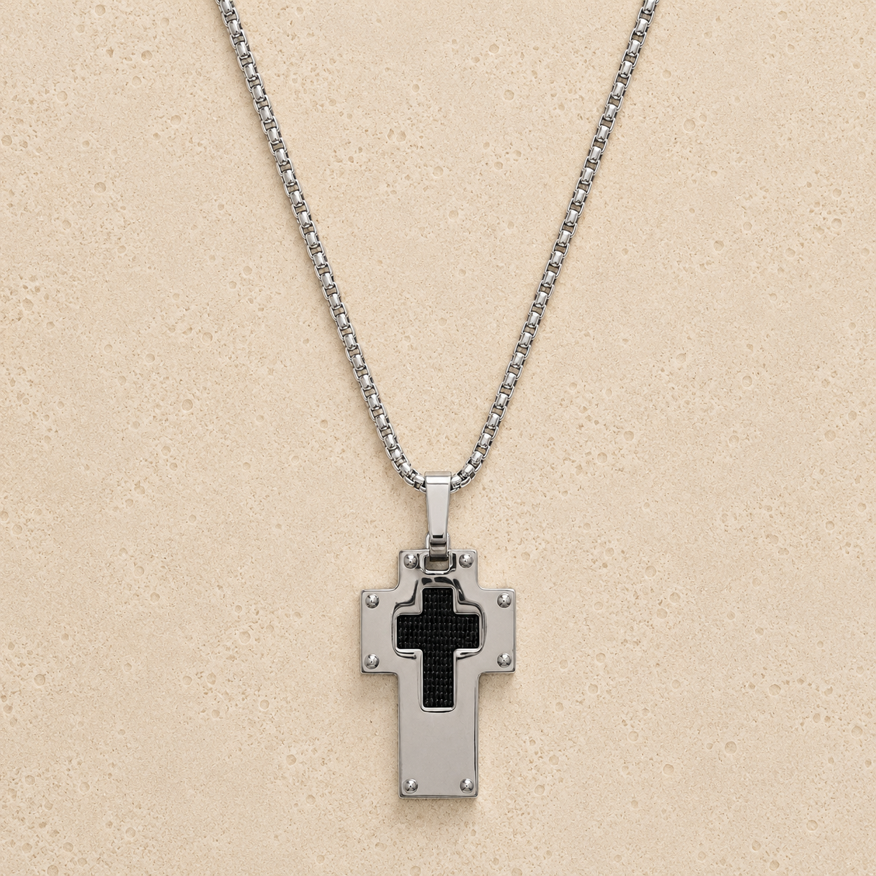 Cross Mens Necklace Stainless Steel