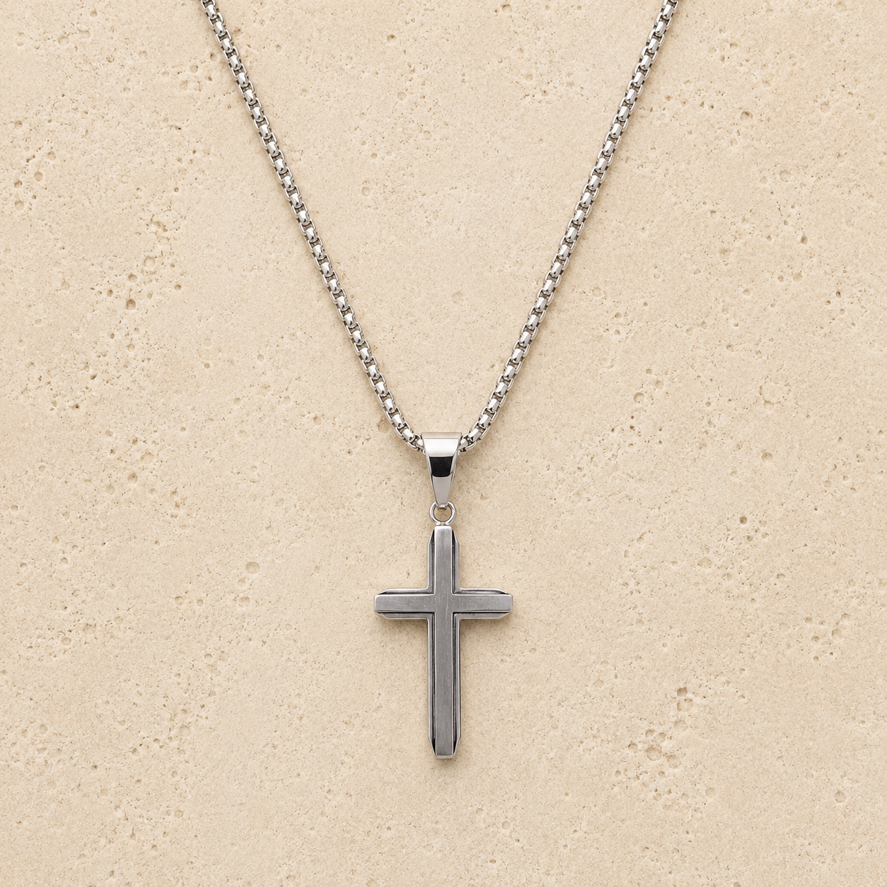 Cross Mens Necklace Stainless Steel