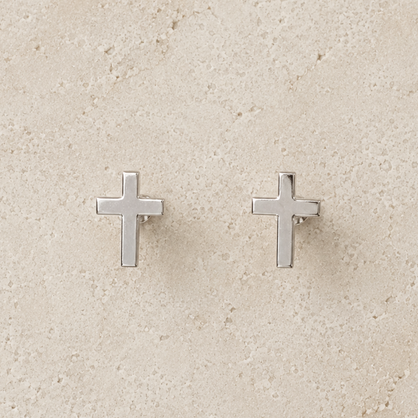 Cross Silver Stud Earrings