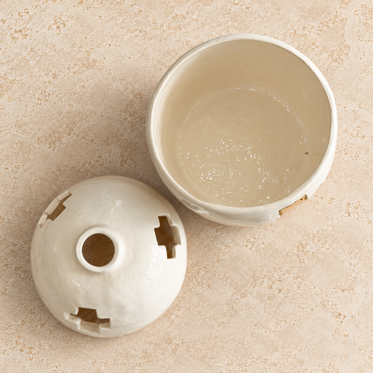 Cream Ceramic Cross Tea Light Holder