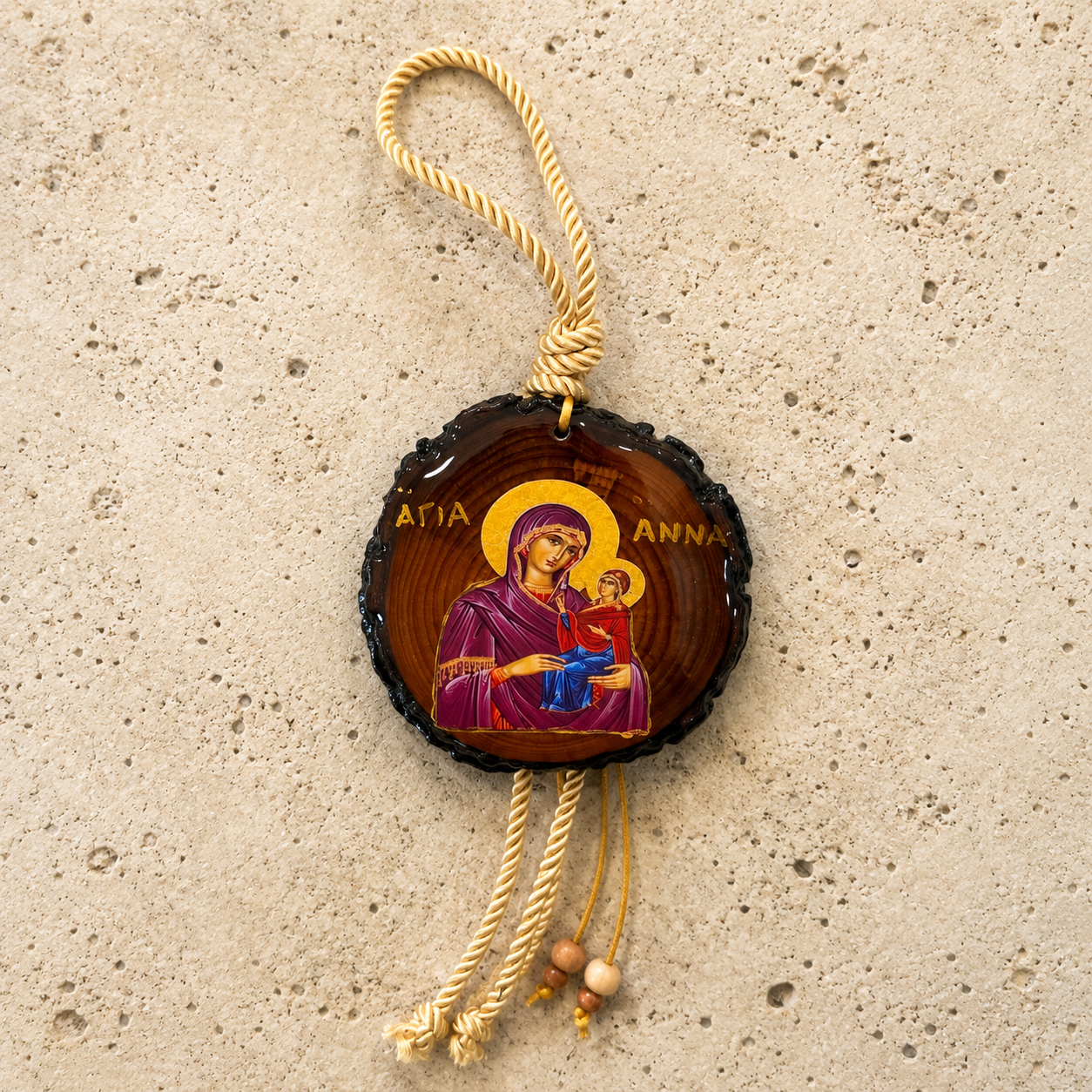 Saint Anna Wooden Icon Ornament