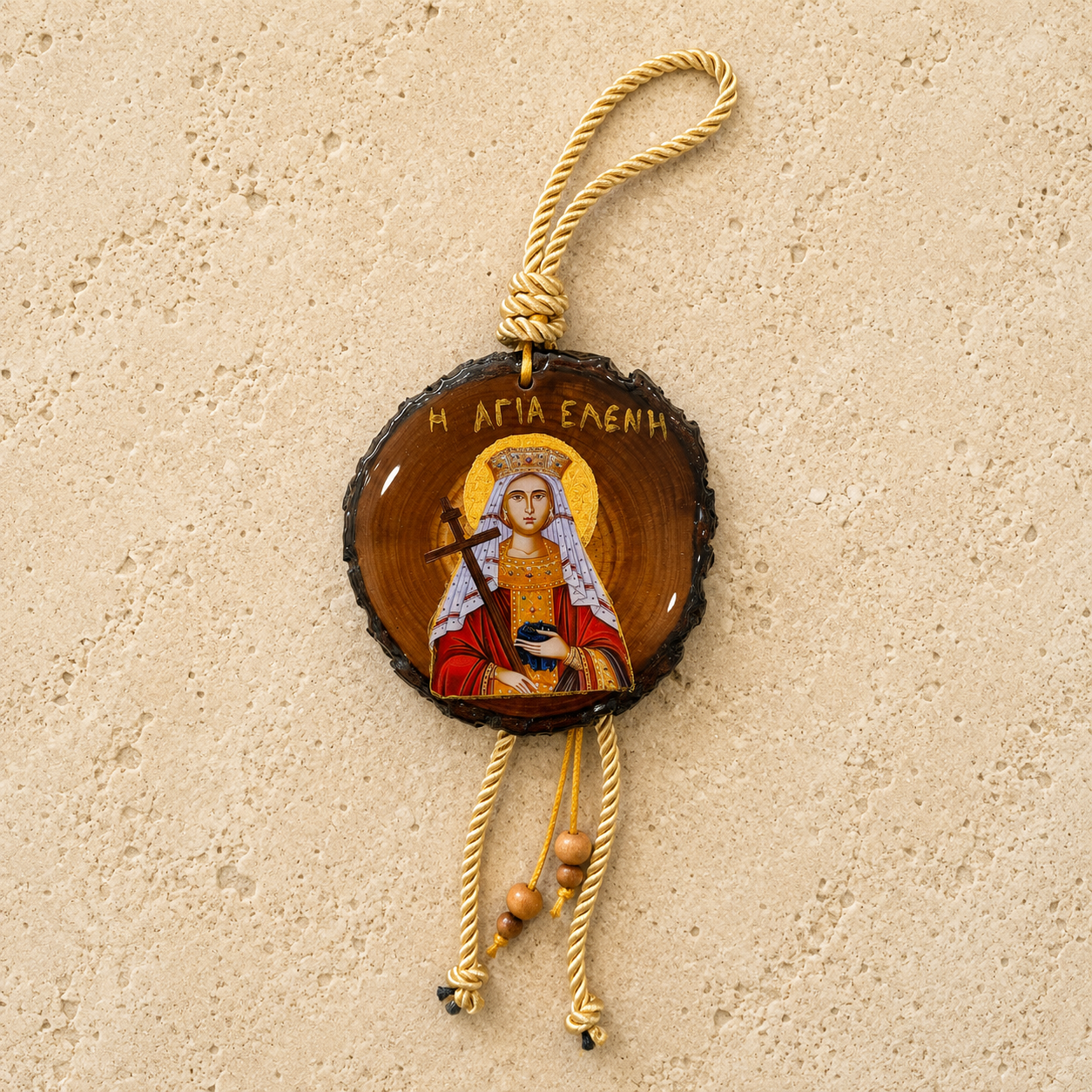 Saint Eleni Wooden Icon Ornament