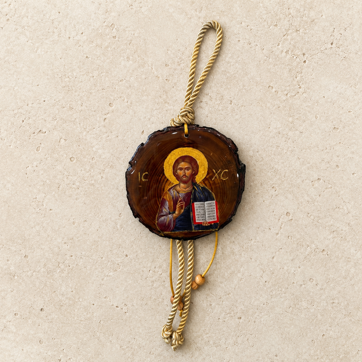 Jesus Christ Wooden Icon Ornament