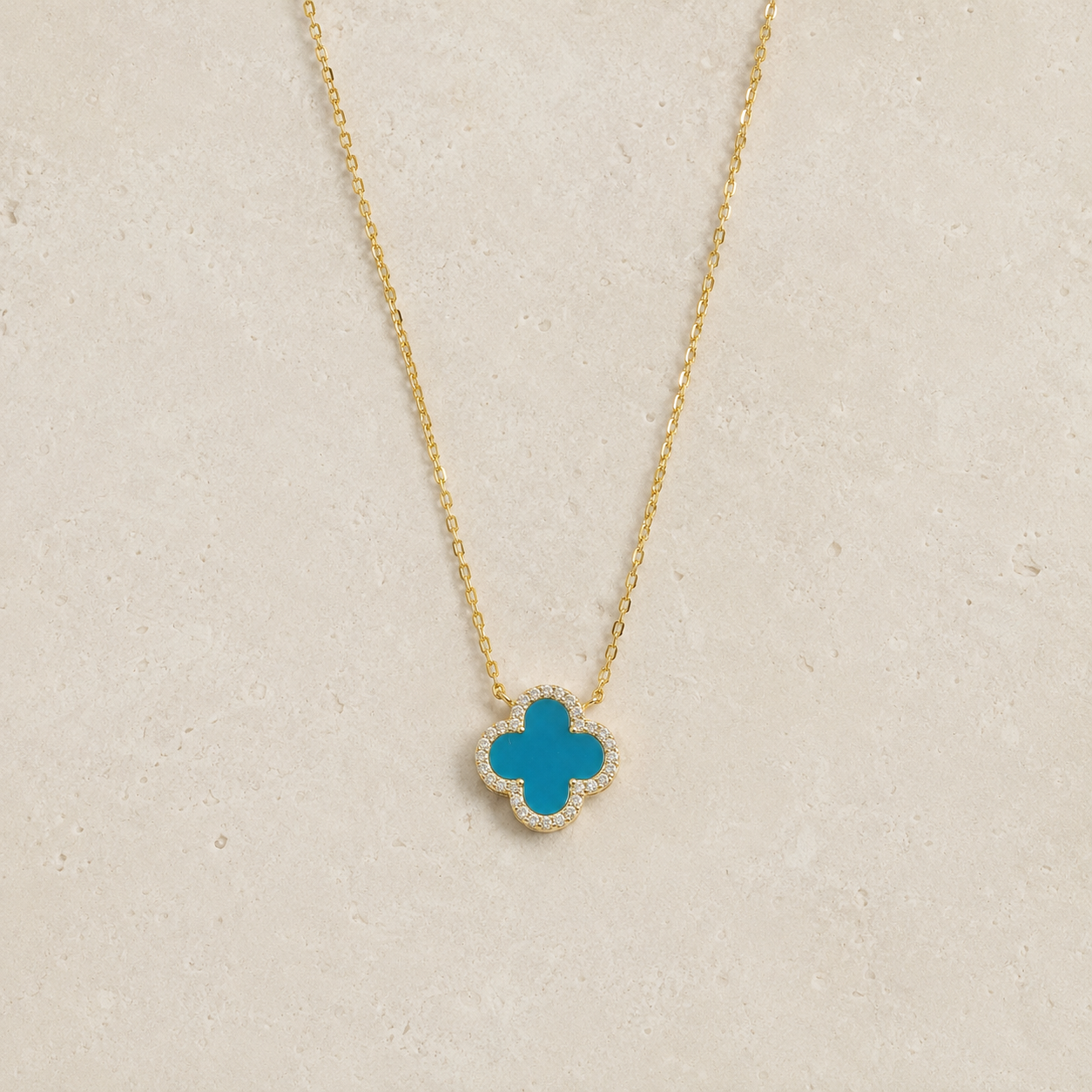 Blue Clover Gold Necklace