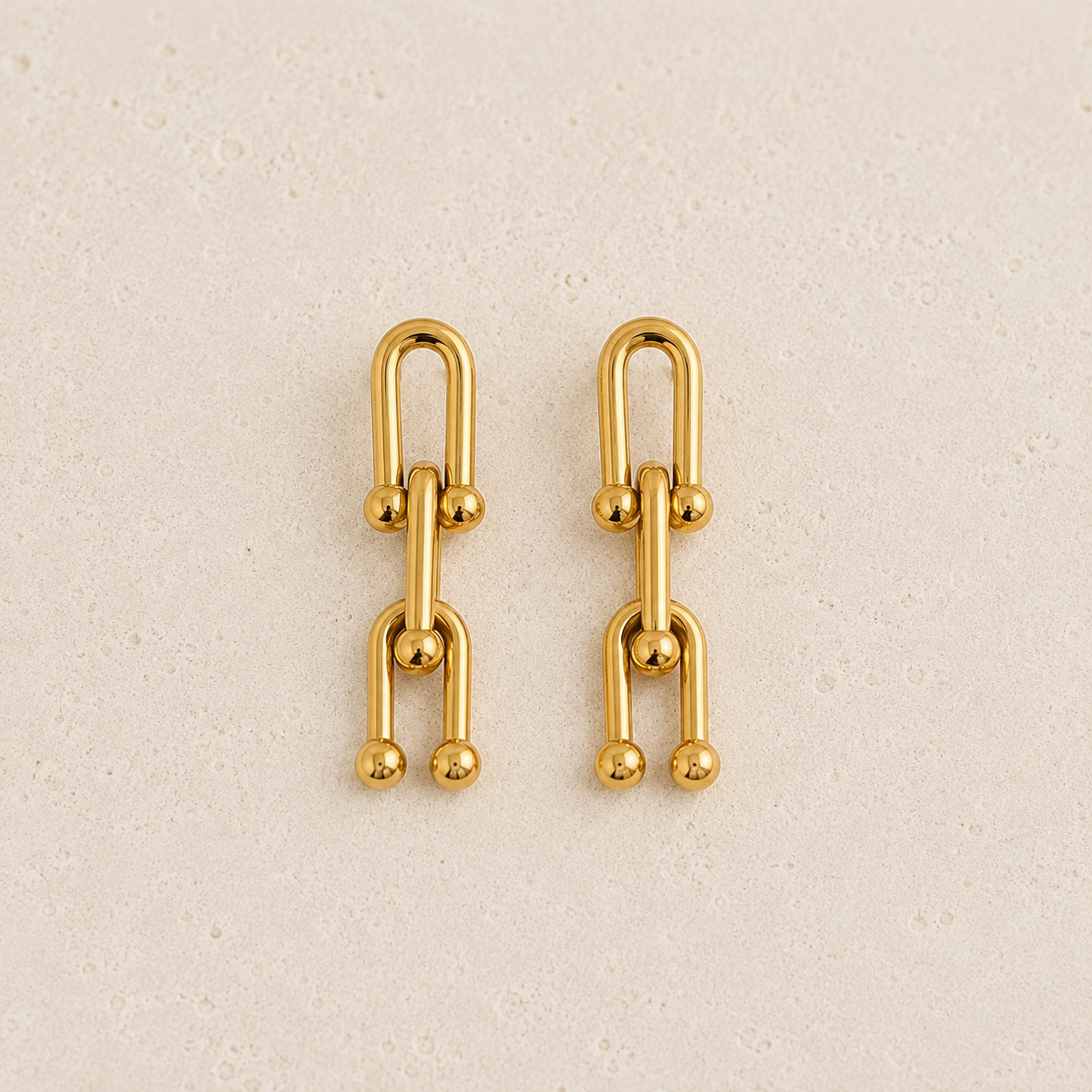 Link Stud Gold Earrings