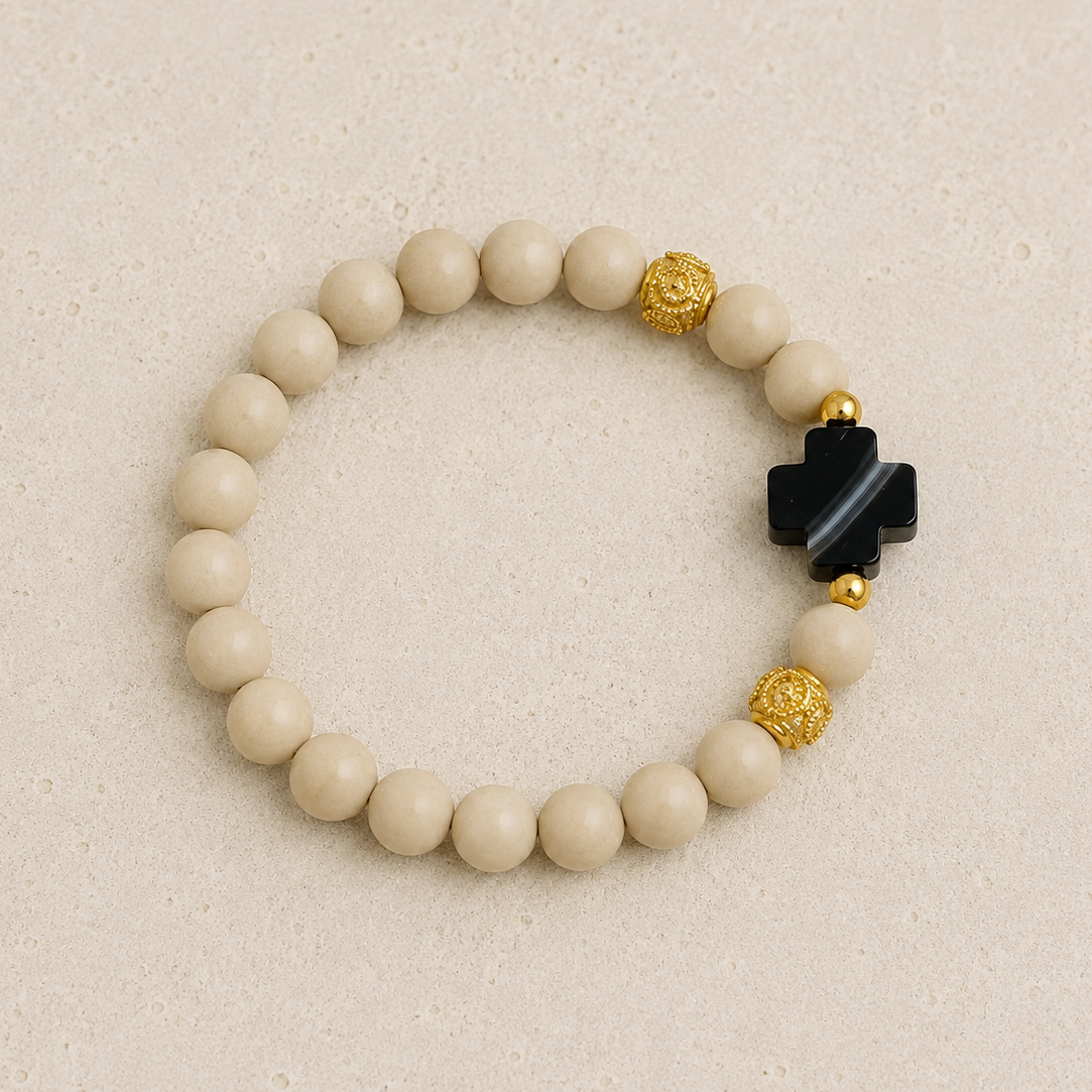 Gemstone Cross Beaded Bracelet
