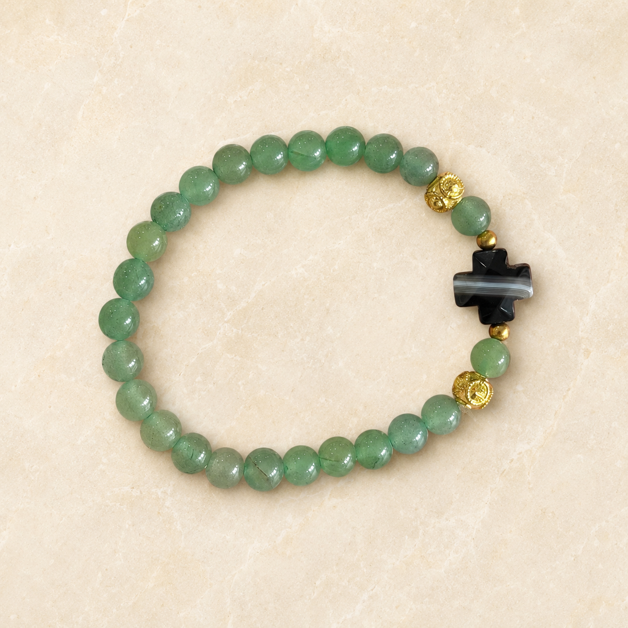 Gemstone Cross Beaded Bracelet