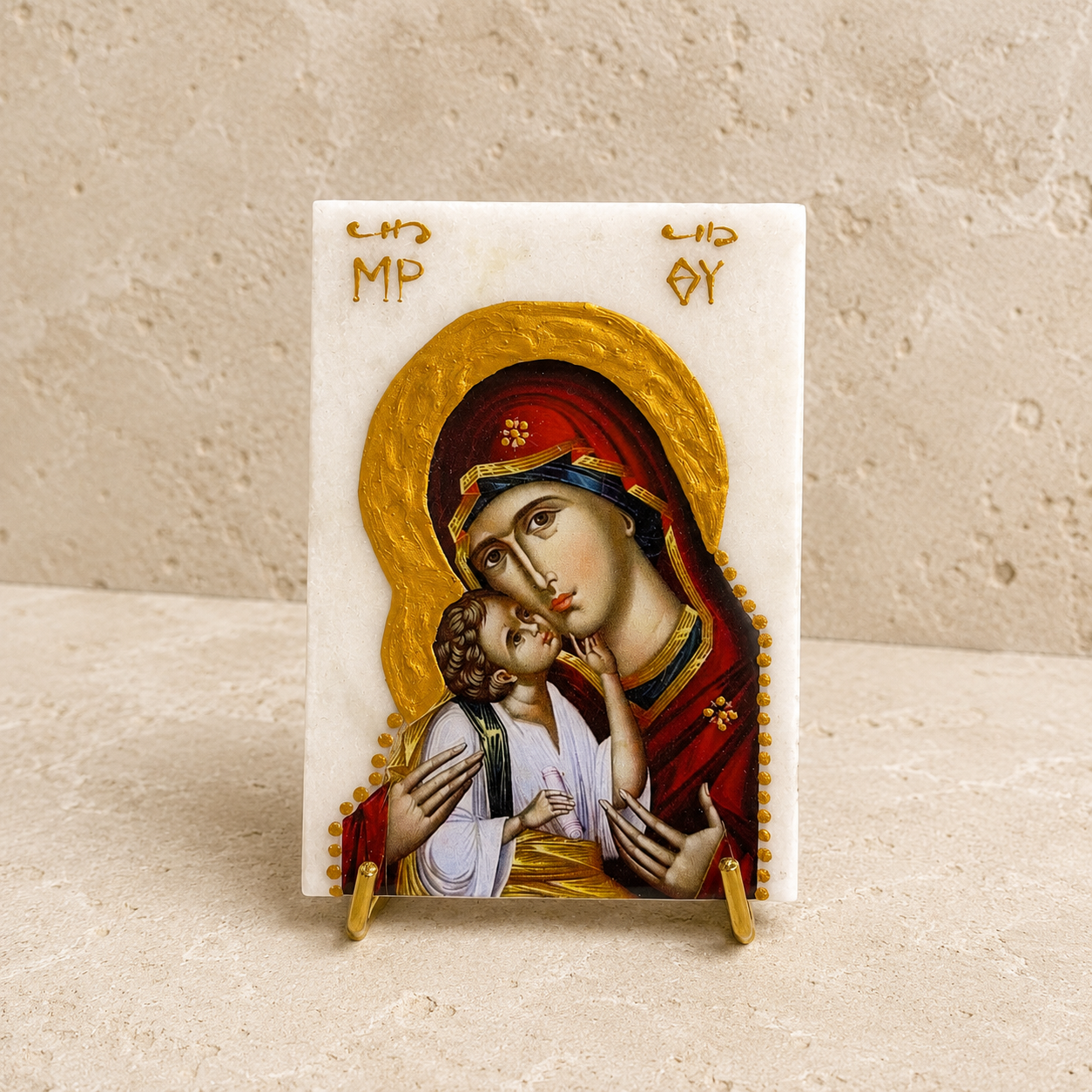 Mary & Jesus Marble Icom