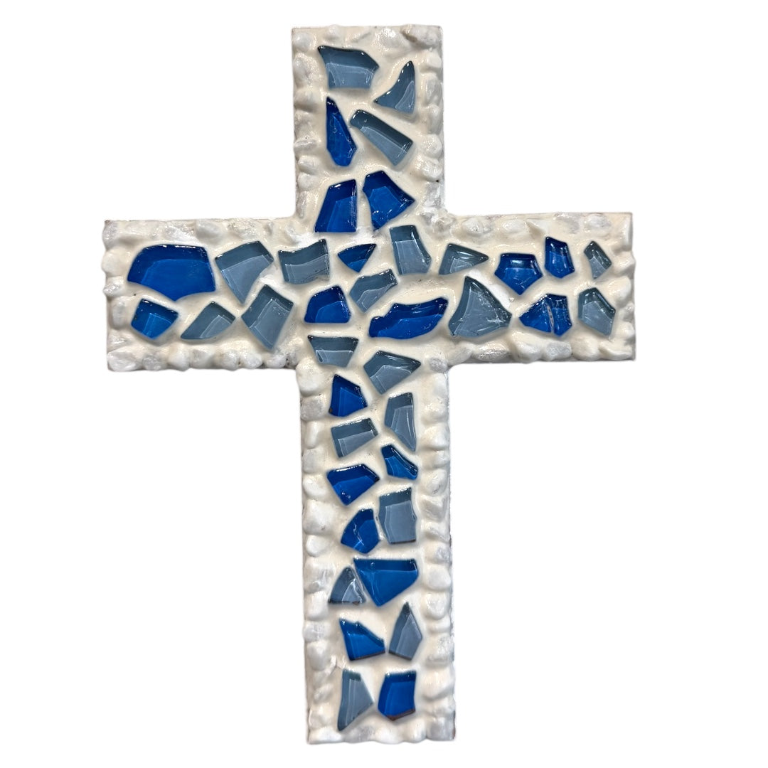Blue Mosaic Chip Cross
