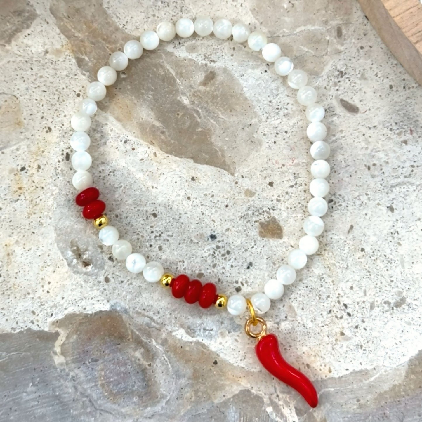 Red Chilli Charm Elasticated Bracelet